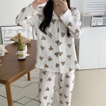 잠옷맛집 순면 곰돌이 잠옷 세트 요루면잠옷 긴팔 긴바지