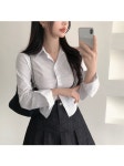 멜팅블루 [봄신상/핏존예!!/데이트룩]버제르 스판 절개 슬림핏 셔츠(아이/핑크/소라/블랙)