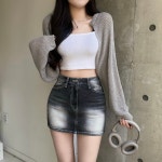 블러핏 [ 데일리룩 ] 제니퍼 썸머 크롭 볼레로 가디건