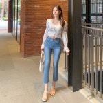 워너비뮤즈 무배🚀 [남심저격❤진짜강추!!] 청순 여리핏 하트넥 크롭 블라우스 리본 밴딩 퍼프 레이스 프릴 셔링 긴팔 브이넥 스퀘어넥 스모크... 