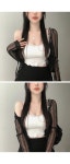 멜팅블루 [1+1할인/볼륨감업!!]웨이코 레이스 프릴 밴딩 가슴패드 크롭 나시(아이/블랙)