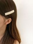 퓨어린 [ 하객룩 추천 / 1+1+1] 앙뜨 사각 데일리 레더 가죽 스티치 심플 옆머리 똑딱핀 헤어핀 세트