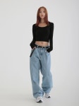 제이어반스 니켈 유넥 스판 크롭 긴팔 티셔츠 3col