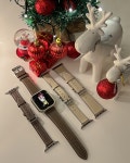 에크린 🎅크리스마스🎅 애플워치 스트랩 겨울 가죽 메탈 실리콘 밀레니즈 밴드 케이스 선물 9 8 7 6 SE 2 호환