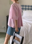 라모드앤제이 베르가모 코튼블라우스 오버핏 루즈핏 롤업 반팔BL - 3color