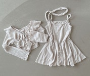 럽앤썸 [가을코디set!/스카프포함!] 스카프 프릴 크롭 가디건 + 나시 훌 미니원피스 쓰리피스 세트 3color