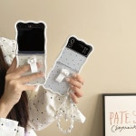 키치키치케이스 귀여운 지플립 Z플립 3 4 5 6 핑거 스트랩 화이트 물결 블랙 도트 투명 젤리 실리콘 심플 지플립4 지플립6케이스 z플립5... 