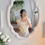 펄유 스퀘어 반팔 샤 플레어 롱 원피스 셀프웨딩 브라이덜샤워 웨딩 리본 2부드레스 피로연 하객룩 원피스