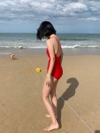 도링룩 [25new❤️/패드추가가능🍒/키치키치💌] 파리스 레터링 모노키니 수영복 물놀이 바캉스 비치룩 (2color)