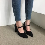 코코로마켓 [당일배송/국산수제] 3cm,5cm,7cm 스틸레토 메리제인 스트랩 스웨이드 통굽 힐