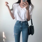 에이블리 (국내제작 부드러움) 찰랑 데일리 기본 반팔 티셔츠