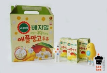 특허받은 과즙두유 : 베지밀 과일이 꼭꼭 씹히는 애플망고 두유! 영양간식으로 최고