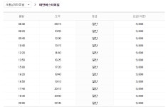 태안터미널 시간표(시외버스. 고속버스 전국행)(동서울.센트럴.남부)