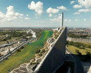 발전소 옥상에 있는 스키장