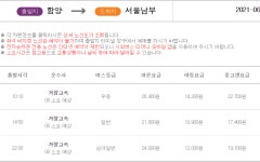함양시외버스터미널 시간표 동서울.서울남부.대전복합.인천 터미널왕복 시간표