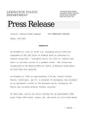 Press Release: Lexington Police Department | PDF