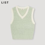 배색 브이넥 크롭 베스트_TSKVTN50010_LN- 이랜드몰