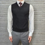 BASSO 바쏘 23FW 캐시미어 블랜드 브이넥 니트 조끼 베스트 3XWV111213- 이랜드몰