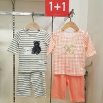 (1+1패키지특가) 모이모이깜피 유니프랜드 코튼30수싱글7부내의(퐁퐁레빗+트윈퍼피)- 이랜드몰