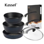 [카셀] 블루 라이트 인덕션 프라이팬 4종B세트(프28+궁24+궁28+유리뚜껑28)- 이랜드몰