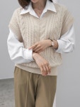 마로아 울 꽈배기 니트 베스트- 이랜드몰