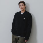 바켄 포인트 로고 펜던트 브이넥 케이블 니트 BK8941_블랙- 이랜드몰