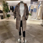 블루페페 후드 체크 롱 코트P214MSG719- 이랜드몰