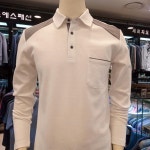 세르지오 에스에스패션 남성 화이트 면혼방 엠보 간절기 긴소매 티셔츠- 이랜드몰