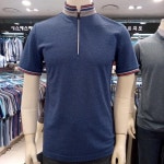 세르지오 에스에스패션 남성 여름 요꼬에리,소매 블루 집업 반팔 티셔츠- 이랜드몰