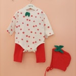 아가방 덕천점(봄신상)무형광,30수싱글스판-딸기바디수트세트(모자) 01Q117552- 이랜드몰