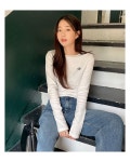 무아무아 스티치 라운드 긴팔 티셔츠: 5color
