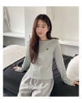 무아무아 스티치 라운드 긴팔 티셔츠: 5color
