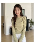 무아무아 스티치 라운드 긴팔 티셔츠: 5color