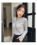 무아무아 스티치 라운드 긴팔 티셔츠: 5color