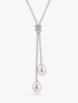Lido Y Shape Knotted Drop Necklace, Silver/White at John Lewis & Partners Lido Y Shape Knotted Drop Necklace, Silver/White