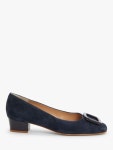 John Lewis & Partners Aurora Suede Low Block Heel Court Shoes, Navy at John Lewis & Partners John Lewis & Partners Aurora Suede... 