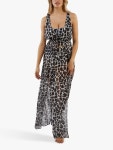 Wolf & Whistle Giraffe Print Cross Back Beach Dress, Multi at John Lewis & Partners Wolf & Whistle Giraffe Print Cross Back Beach... 