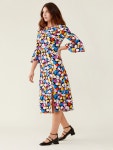 Finery Karah Floral Midi Dress, Black/Multi at John Lewis & Partners Finery Karah Floral Midi Dress, Black/Multi