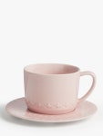 John Lewis & Partners Embossed Cup & Saucer, 200ml, Pink at John Lewis & Partners John Lewis & Partners Embossed Cup & Saucer... 