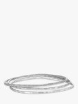 Dower & Hall Hammered Bangle Set, Silver