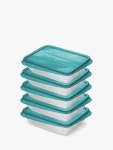 John Lewis & Partners Essential Plastic Storage Containers, Set of 5, 500ml, Clear/Teal