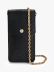 AND/OR Snake Embossed Leather Phone Cross Body Bag, Black