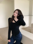 조이얼랏 [화이트/당일발송] 사선 라인 레드/블랙/화이트 앙고라 소프트 크롭 숏 스웨터 니트 페미닌 230034