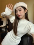 조이얼랏 [당일발송/레드]하프넥 목폴라 니트 퍼프 반팔 미니 원피스 드레스 + 팔토시 핸드워머 암워머 투피스 세트 230043-5