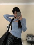 조이얼랏 [블랙/당일발송]가슴트임 섹시 골지 꼬임 니트 블라우스 스웨터 여친룩/섹시룩/데이트룩 230013