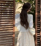 [인기♥오렌지/당일발송]프렌치 플로럴 플라워 잔꽃 서스펜더 드레스 여성 여름 뷔스티에 민소매 롱 원피스 + 가디건 [별도구매] 230017-2