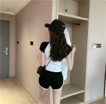 조이얼랏 [반팔핑크/반팔블루/당일발송][운동복 추천] 반팔 티셔츠/ 뷔스티에 민소매 탑 조끼 + 핫팬츠 밴딩 폴댄스 돌핀 배색 바인딩 숏... 