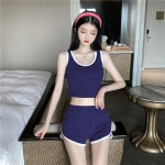 조이얼랏 [반팔핑크/반팔블루/당일발송][운동복 추천] 반팔 티셔츠/ 뷔스티에 민소매 탑 조끼 + 핫팬츠 밴딩 폴댄스 돌핀 배색 바인딩 숏... 