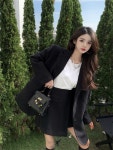 카멜/블랙 230045 마르키스 하객룩 모직 오버핏 자켓 정장 jk +  클래식... 스커트 치마 투피스 봄신상 가을 겨울 데일리 여친룩 카멜/블랙 230045