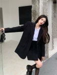 카멜/블랙 230045 마르키스 하객룩 모직 오버핏 자켓 정장 jk +  클래식... 스커트 치마 투피스 봄신상 가을 겨울 데일리 여친룩 카멜/블랙 230045